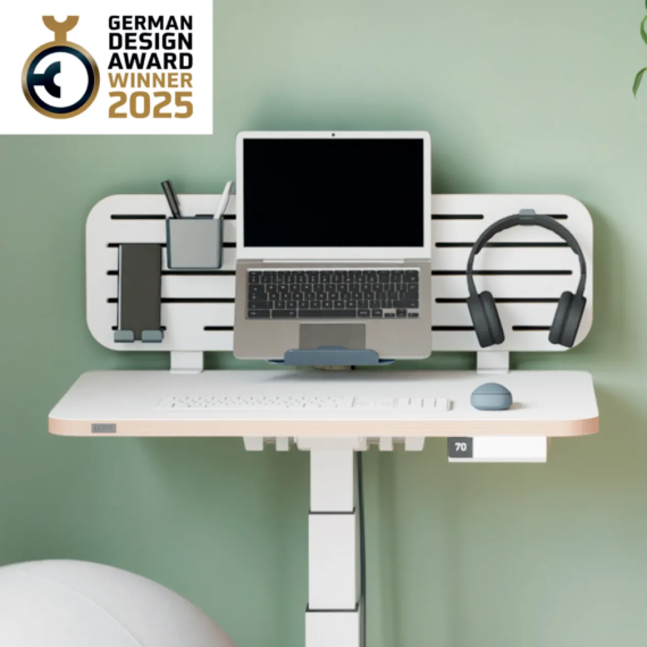 Bureau Ophangbord met laptophouder 80x25 cm wit