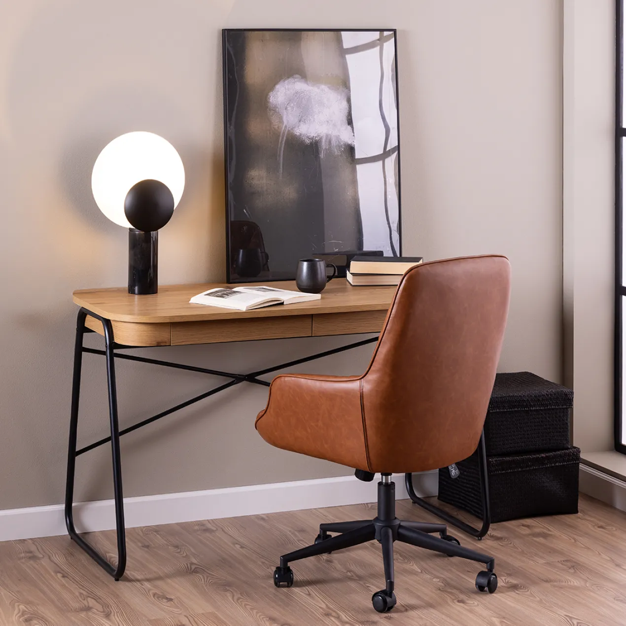 Bureau Steven - met 2 lades Naturel