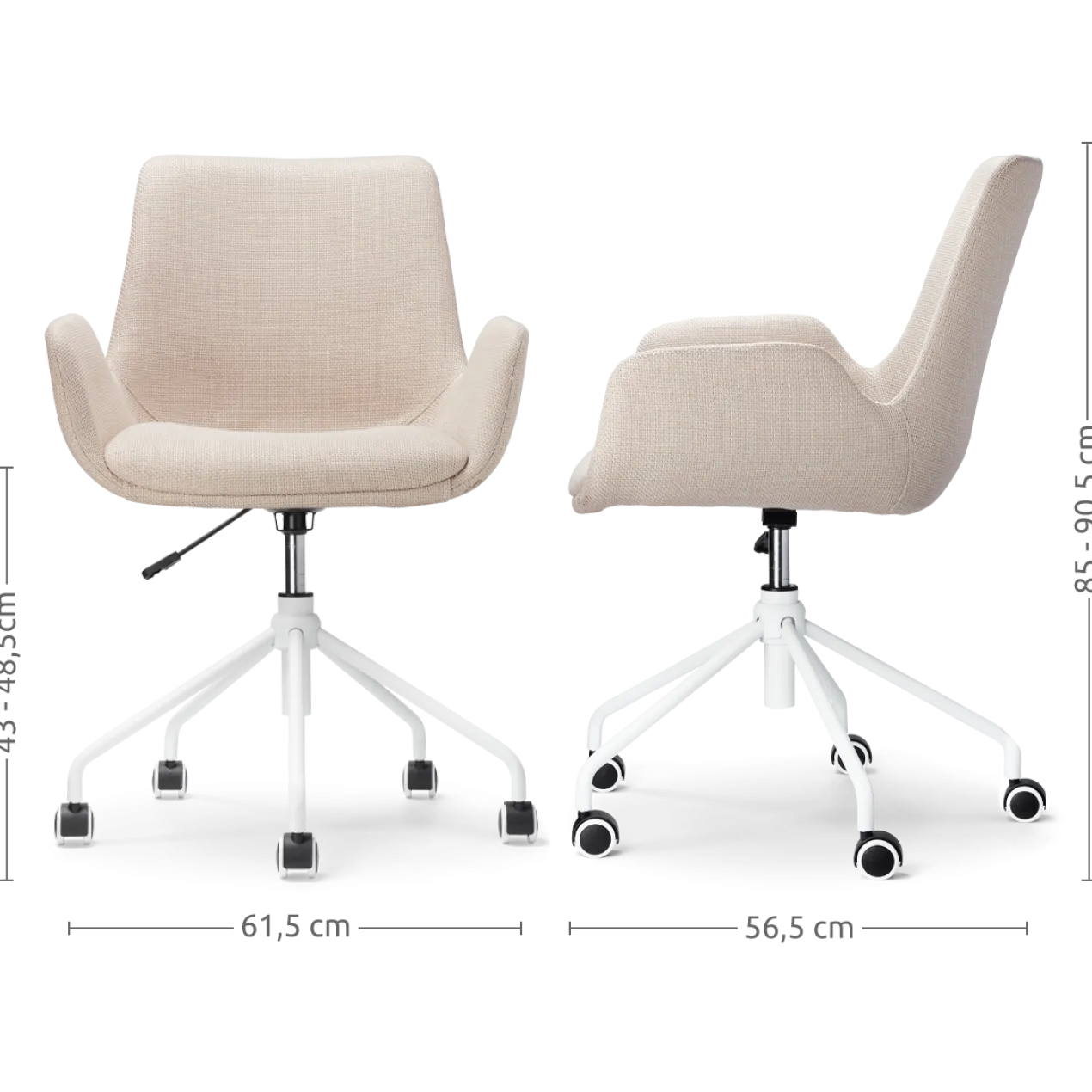 Bureaustoel Nout-Eef beige - wit onderstel