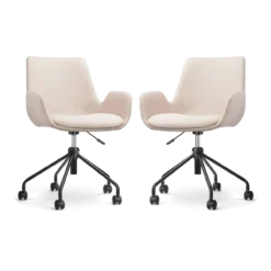 Bureaustoel Nout-Eef beige - zwart onderstel - set van 2