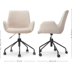 Bureaustoel Nout-Eef beige - zwart onderstel - set van 2