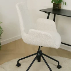 Bureaustoel Nout-Eef bouclé beige - zwart onderstel