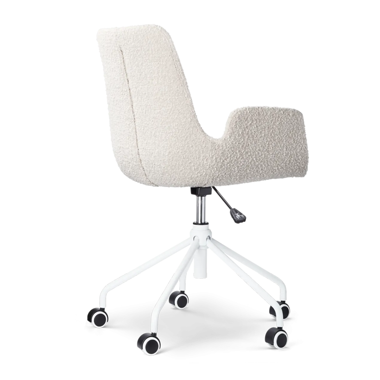 Bureaustoel Nout-Eef bouclé beige - wit onderstel