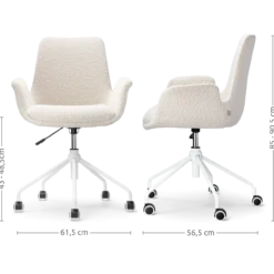 Bureaustoel Nout-Eef bouclé beige - wit onderstel