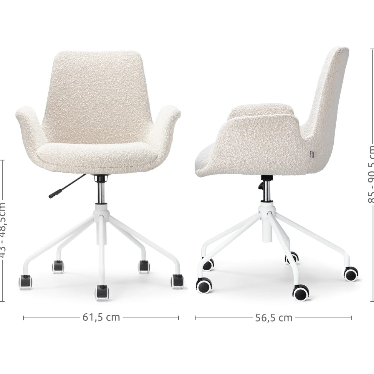 Bureaustoel Nout-Eef bouclé beige - wit onderstel