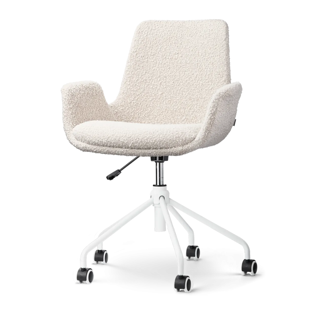 Bureaustoel Nout-Eef bouclé beige - wit onderstel
