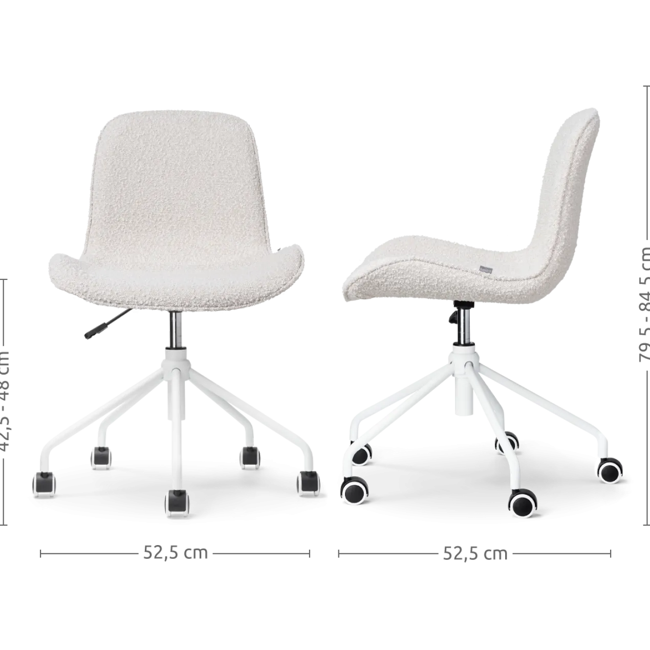 Bureaustoel Nout-Fé bouclé beige - wit onderstel