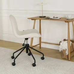 Bureaustoel Nout-Fé bouclé beige - zwart onderstel