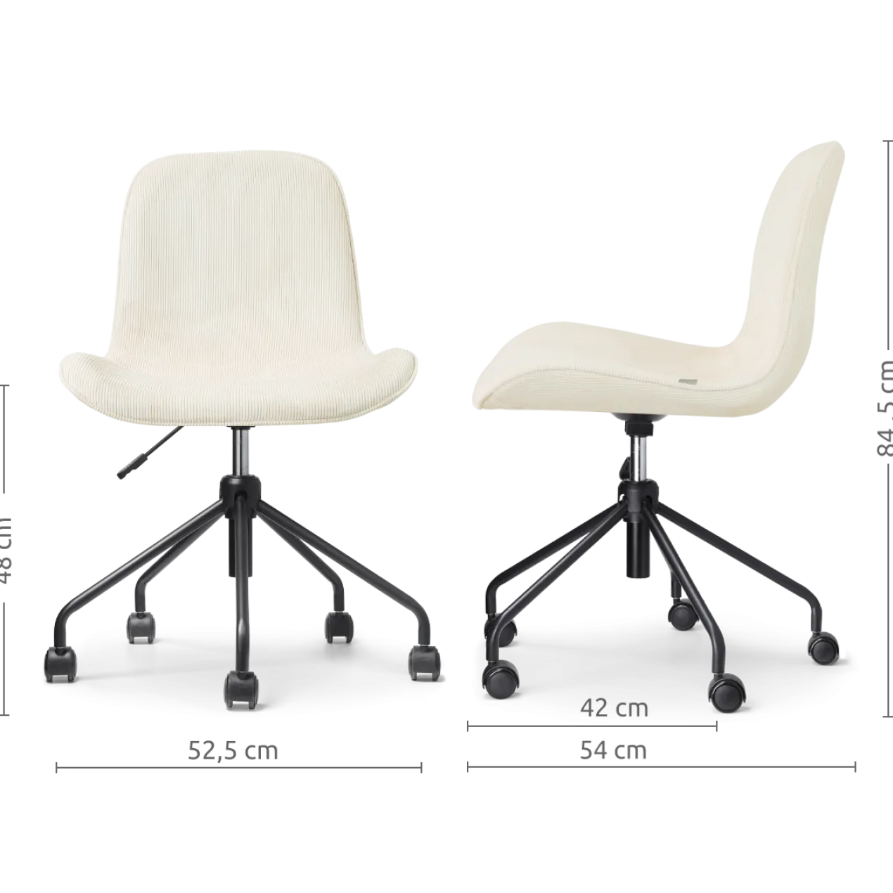 Bureaustoel Nout-Fé rib beige - zwart onderstel