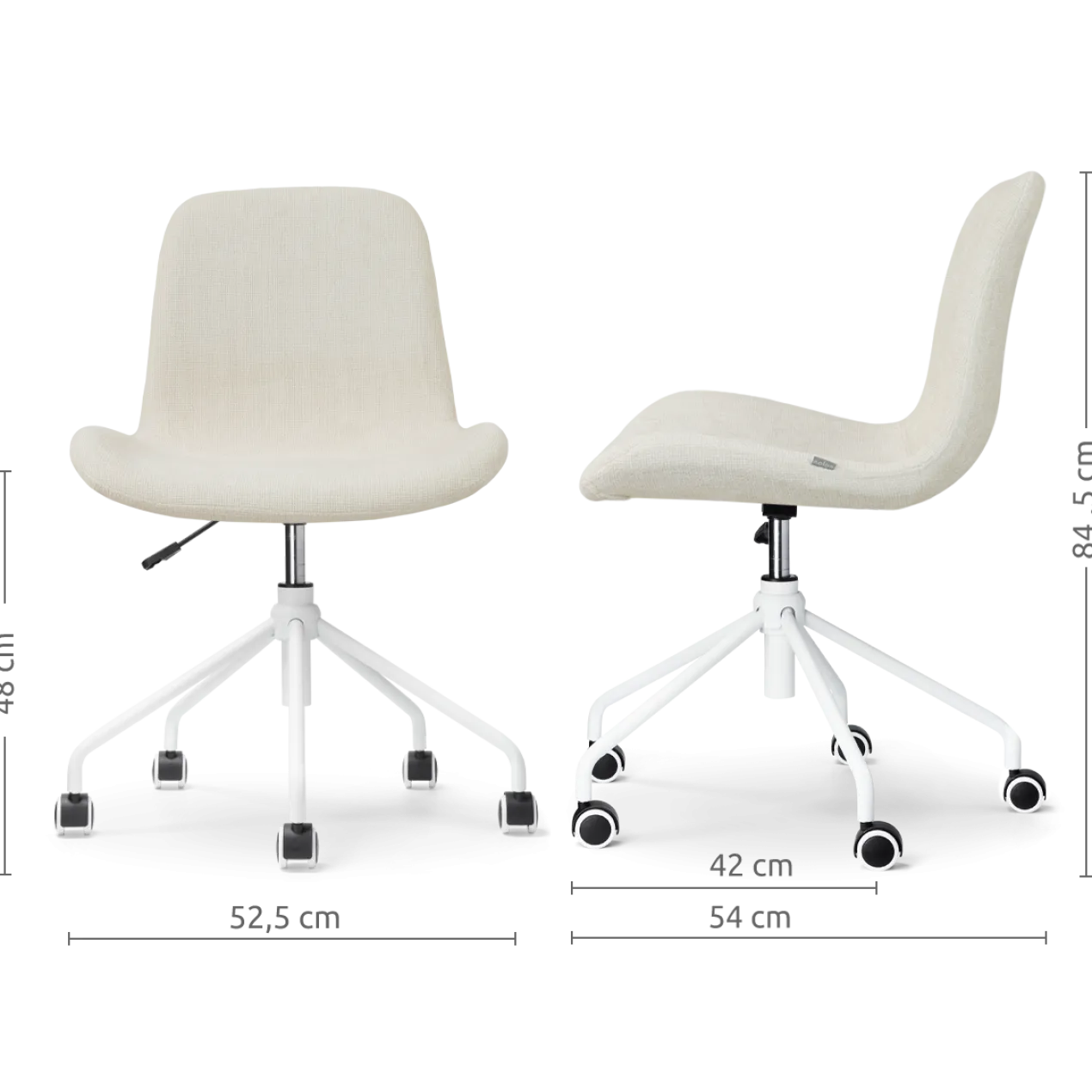 Bureaustoel Nout-Fé wit onderstel cottonbeige