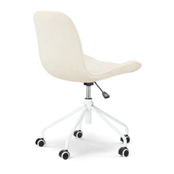 Bureaustoel Nout-Fé wit onderstel rib beige