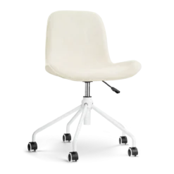 Bureaustoel Nout-Fé wit onderstel rib beige