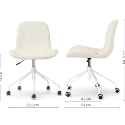 Bureaustoel Nout-Fé wit onderstel rib beige