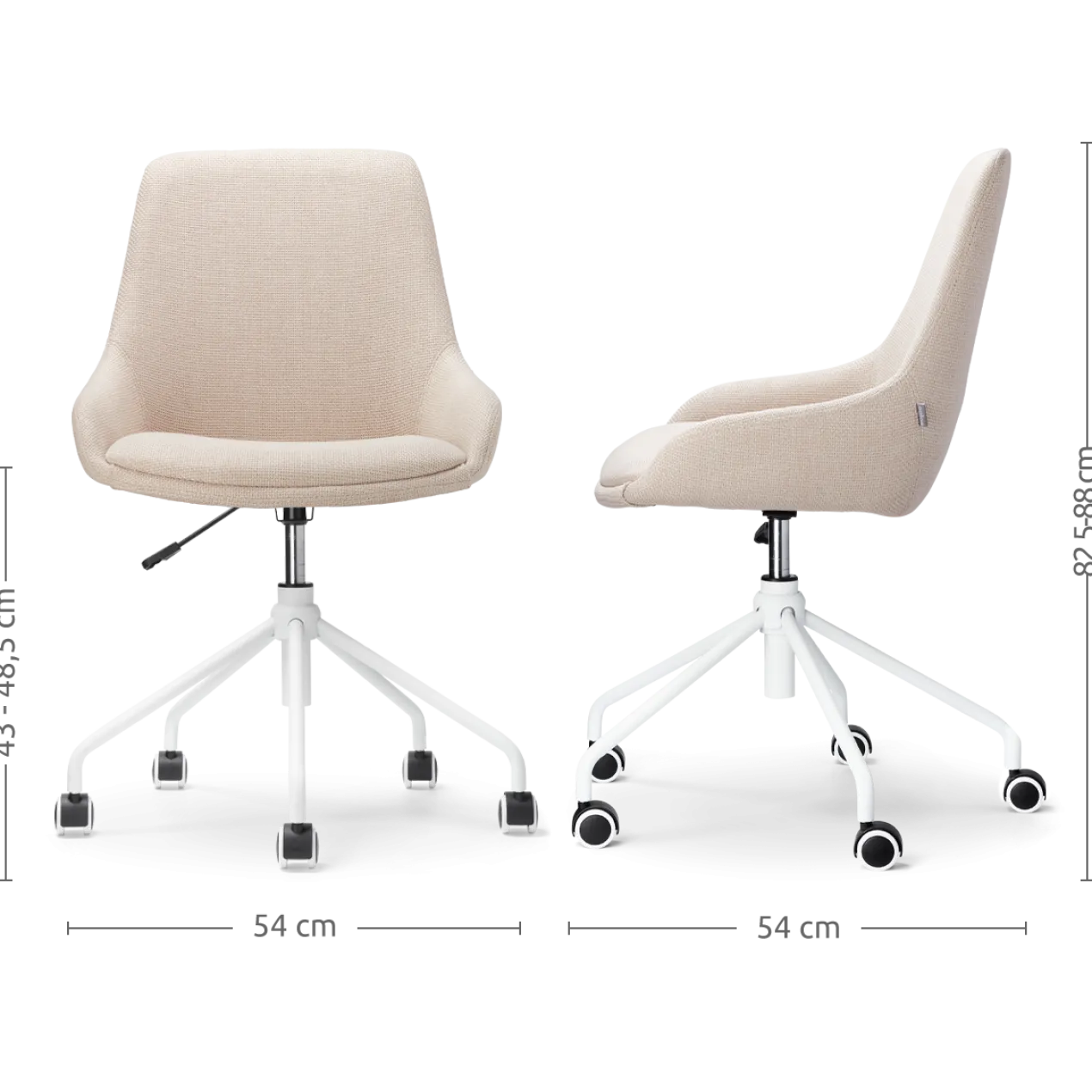 Bureaustoel Nout-Isa beige - wit onderstel