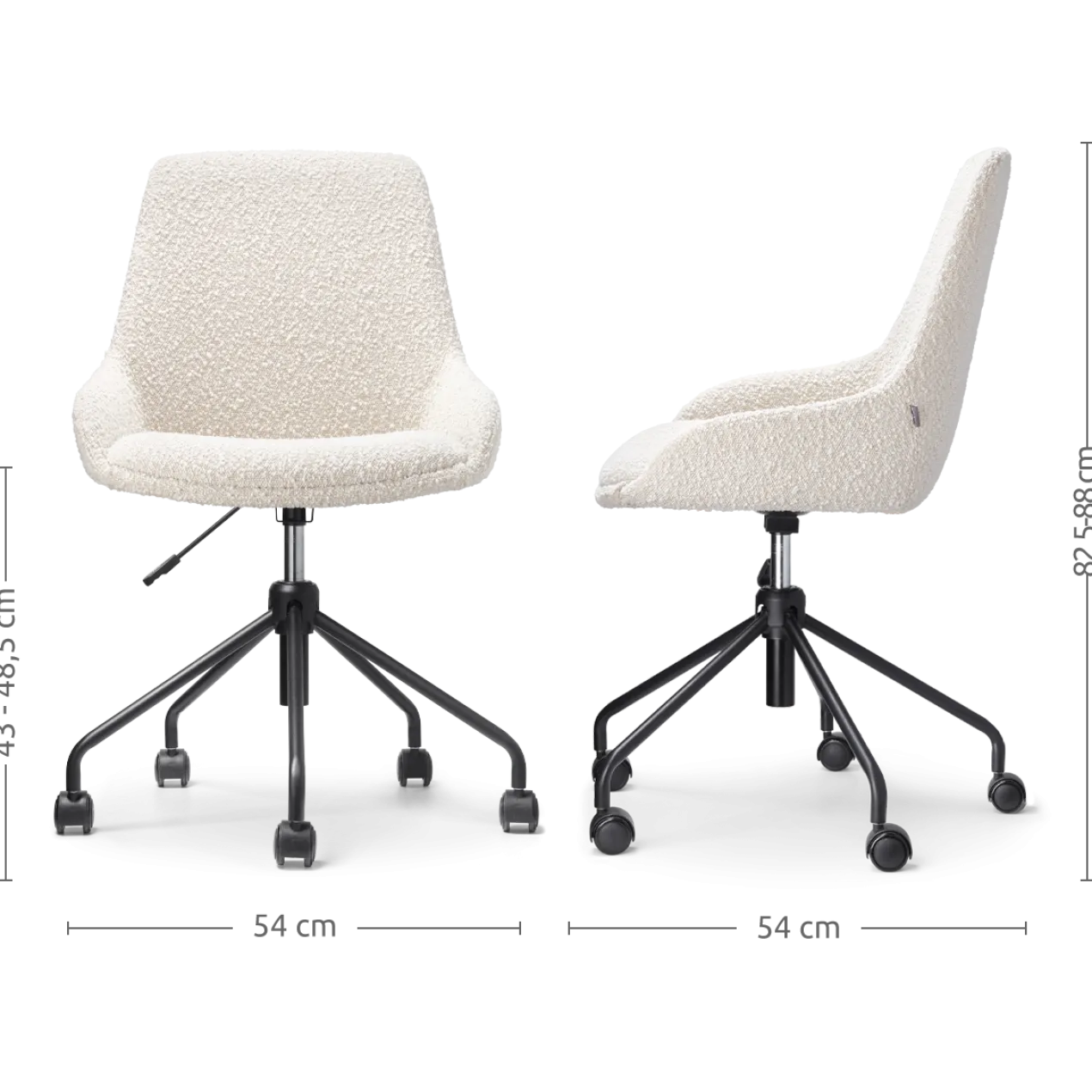 Bureaustoel Nout-Isa bouclé beige - zwart onderstel