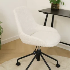 Bureaustoel Nout-Isa bouclé beige - zwart onderstel
