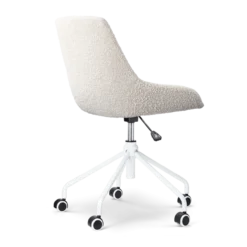 Bureaustoel Nout-Isa bouclé beige - wit onderstel