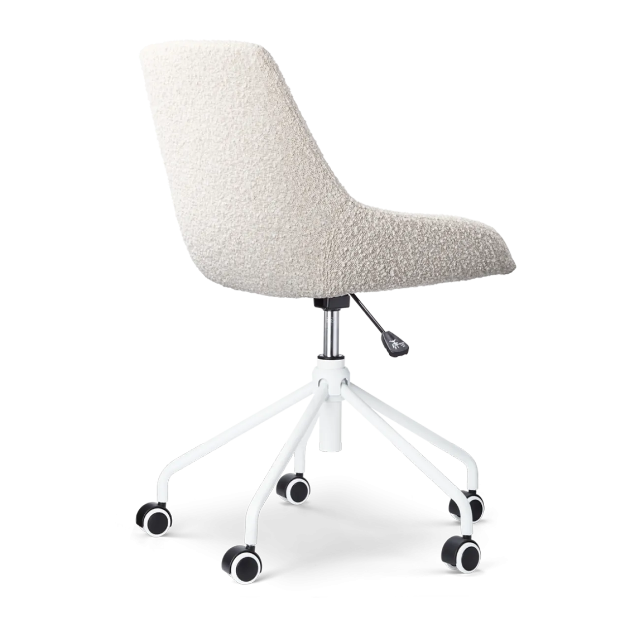 Bureaustoel Nout-Isa bouclé beige - wit onderstel