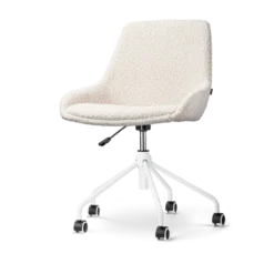 Bureaustoel Nout-Isa bouclé beige - wit onderstel