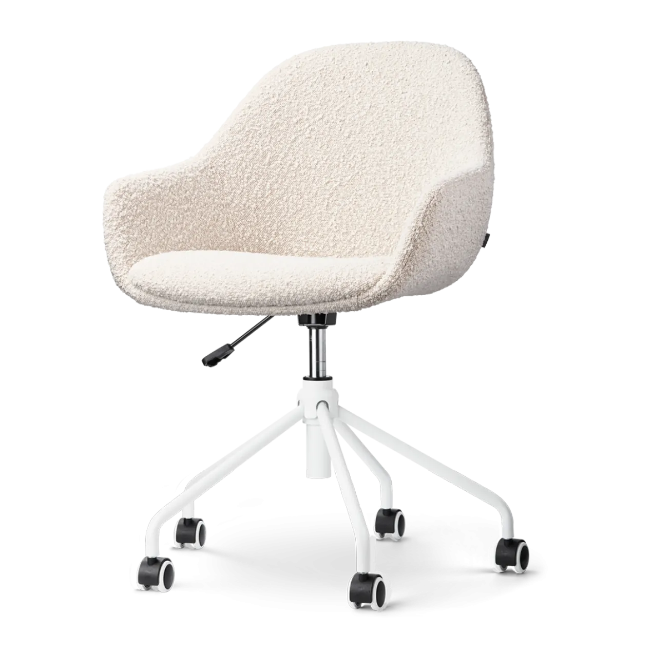 Bureaustoel Nout-Mae bouclé beige - wit onderstel