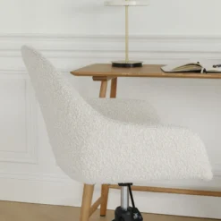 Bureaustoel Nout-Mae bouclé beige - zwart onderstel