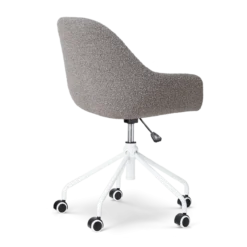Bureaustoel Nout-Mae bouclé taupe - wit onderstel