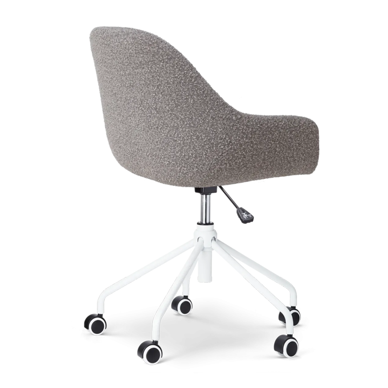 Bureaustoel Nout-Mae bouclé taupe - wit onderstel