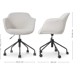 Bureaustoel Nout-Mare bouclé beige - zwart onderstel