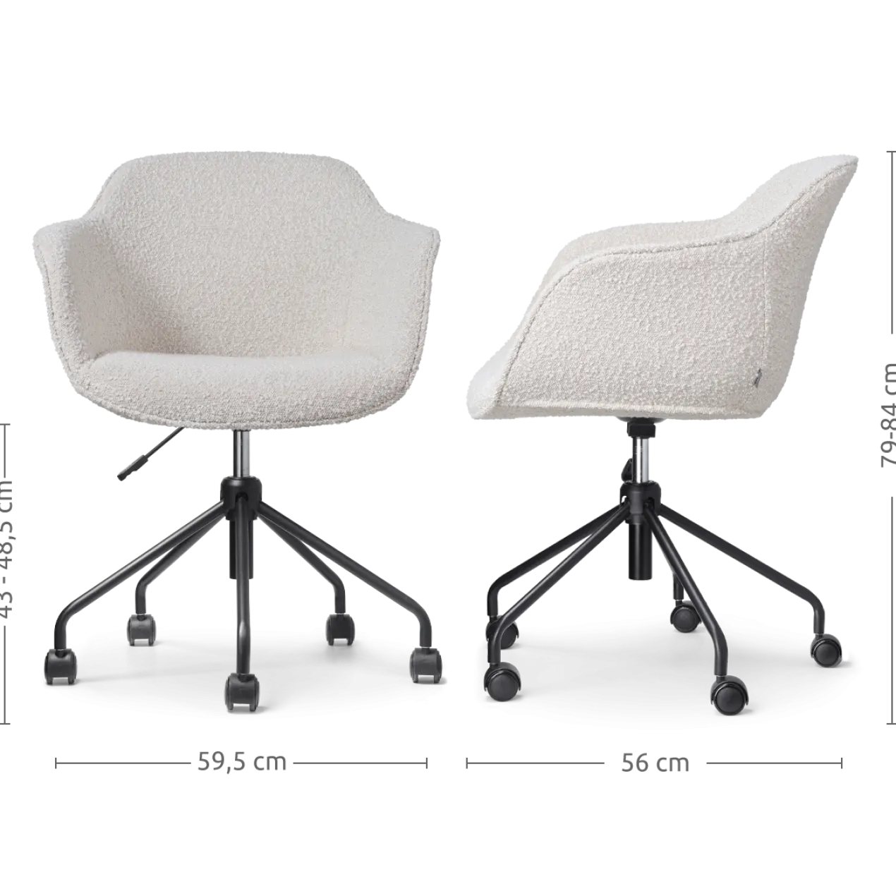 Bureaustoel Nout-Mare bouclé beige - zwart onderstel