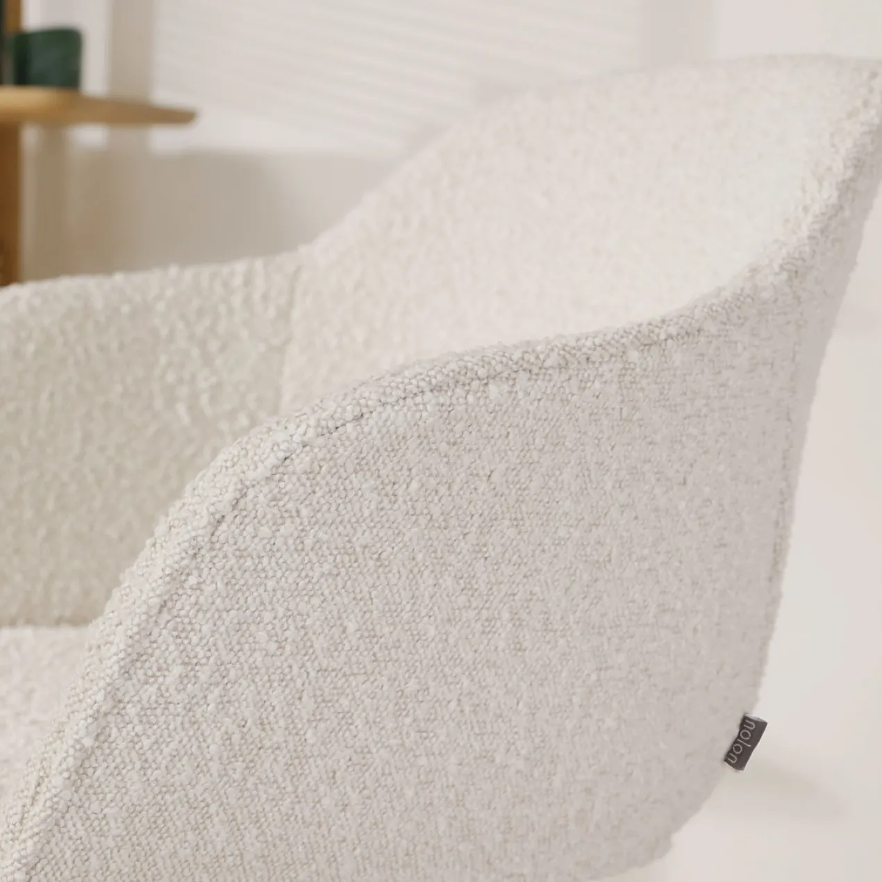 Bureaustoel Nout-Mare bouclé beige - zwart onderstel