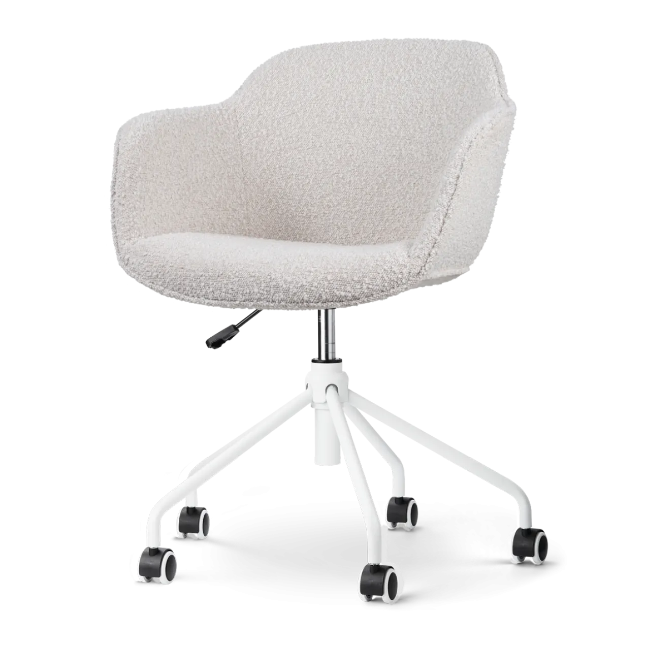 Bureaustoel Nout-Mare bouclé beige - wit onderstel