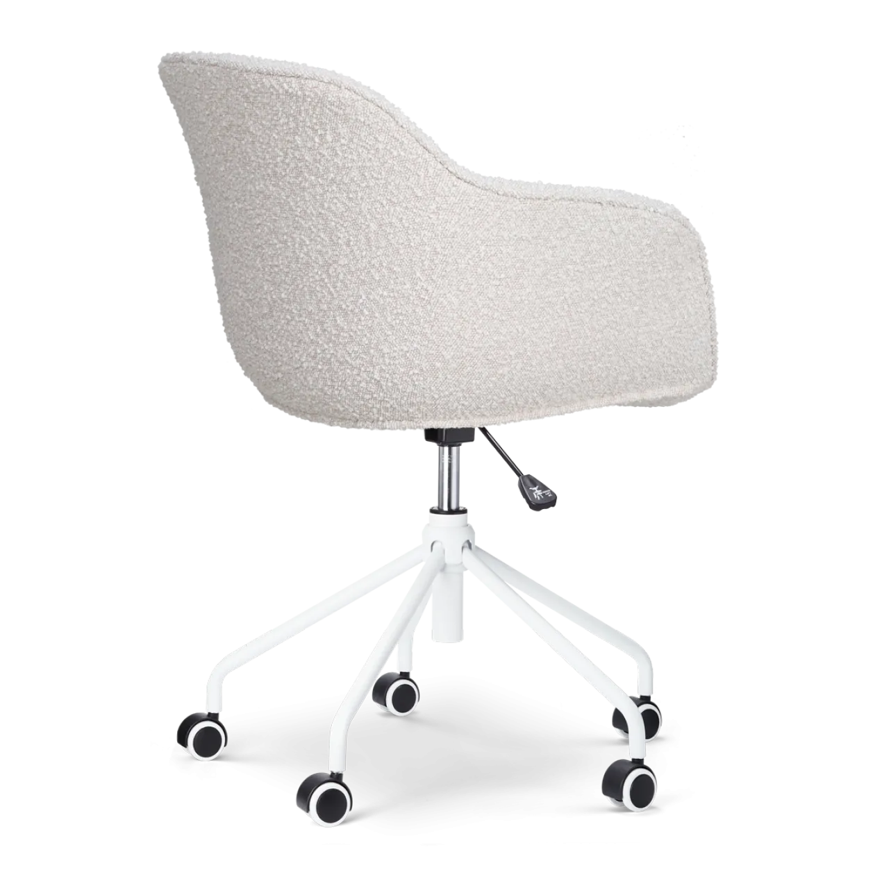 Bureaustoel Nout-Mare bouclé beige - wit onderstel
