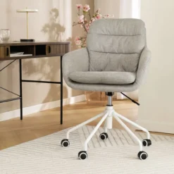 Bureaustoel Nout-Mia beige - wit onderstel
