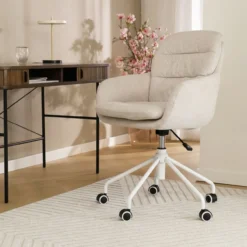 Bureaustoel Nout-Mia beige - wit onderstel
