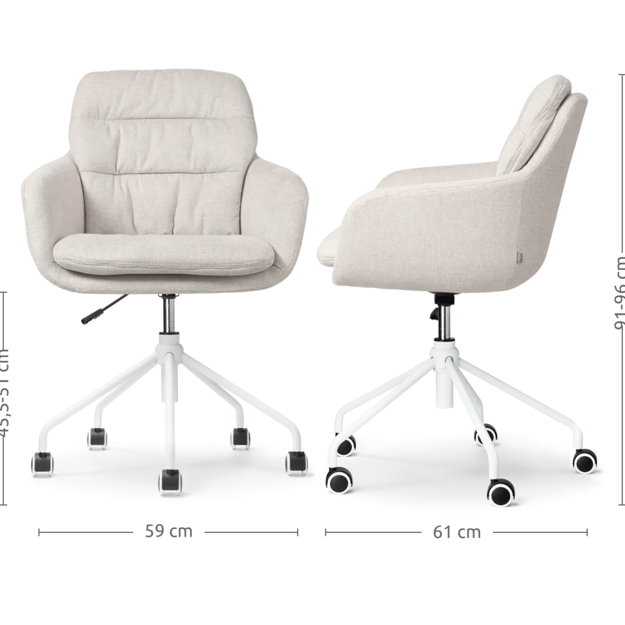 Bureaustoel Nout-Mia beige - wit onderstel