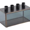 Candle holder Boxed rectangle glass black