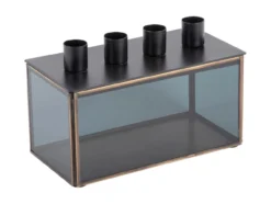 Candle holder Boxed rectangle glass black