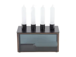 Candle holder Boxed rectangle glass black