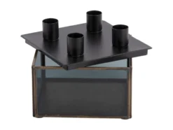 Candle holder Boxed square glass black