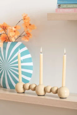 Candle holder Bubbles straight enamel soft brown