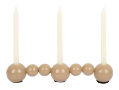 Candle holder Bubbles straight enamel soft brown