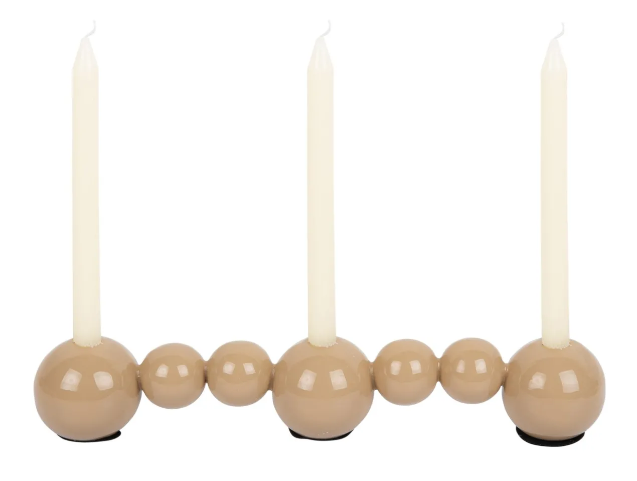 Candle holder Bubbles straight enamel soft brown