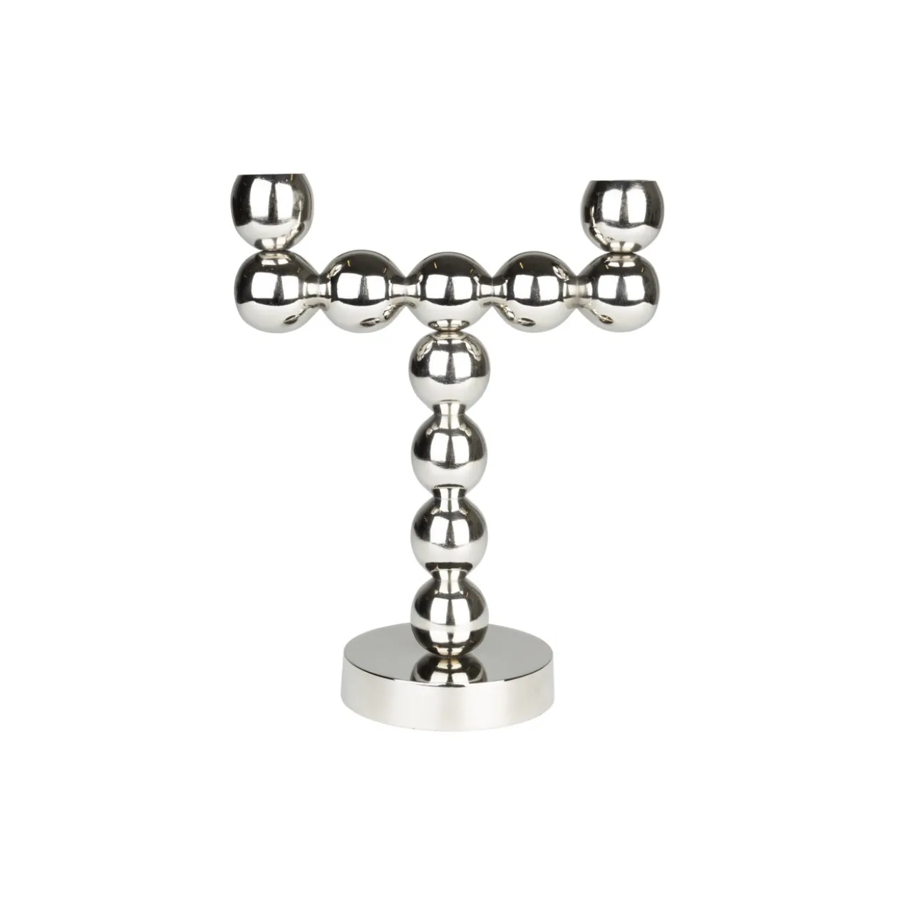 Candle holder bubbles two shiny silver