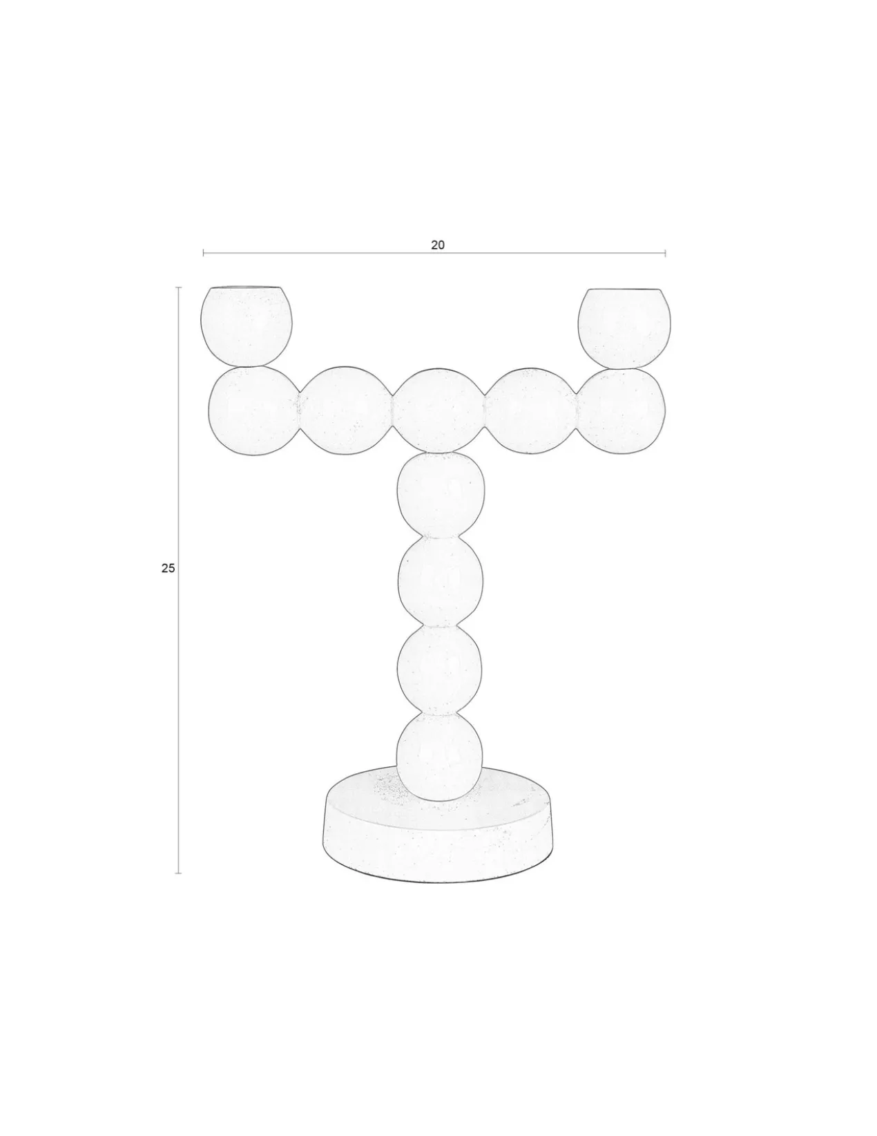 Candle holder bubbles two shiny beige