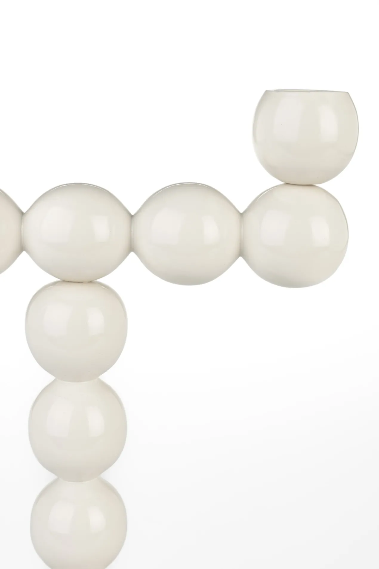 Candle holder bubbles two shiny beige