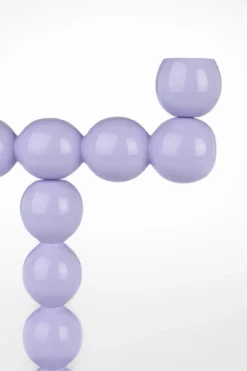 Candle holder bubbles two shiny lilac