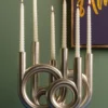 Candle holder Rings large metallic gold