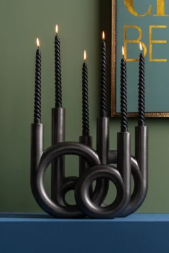 Candle holder Rings large metallic dark grey