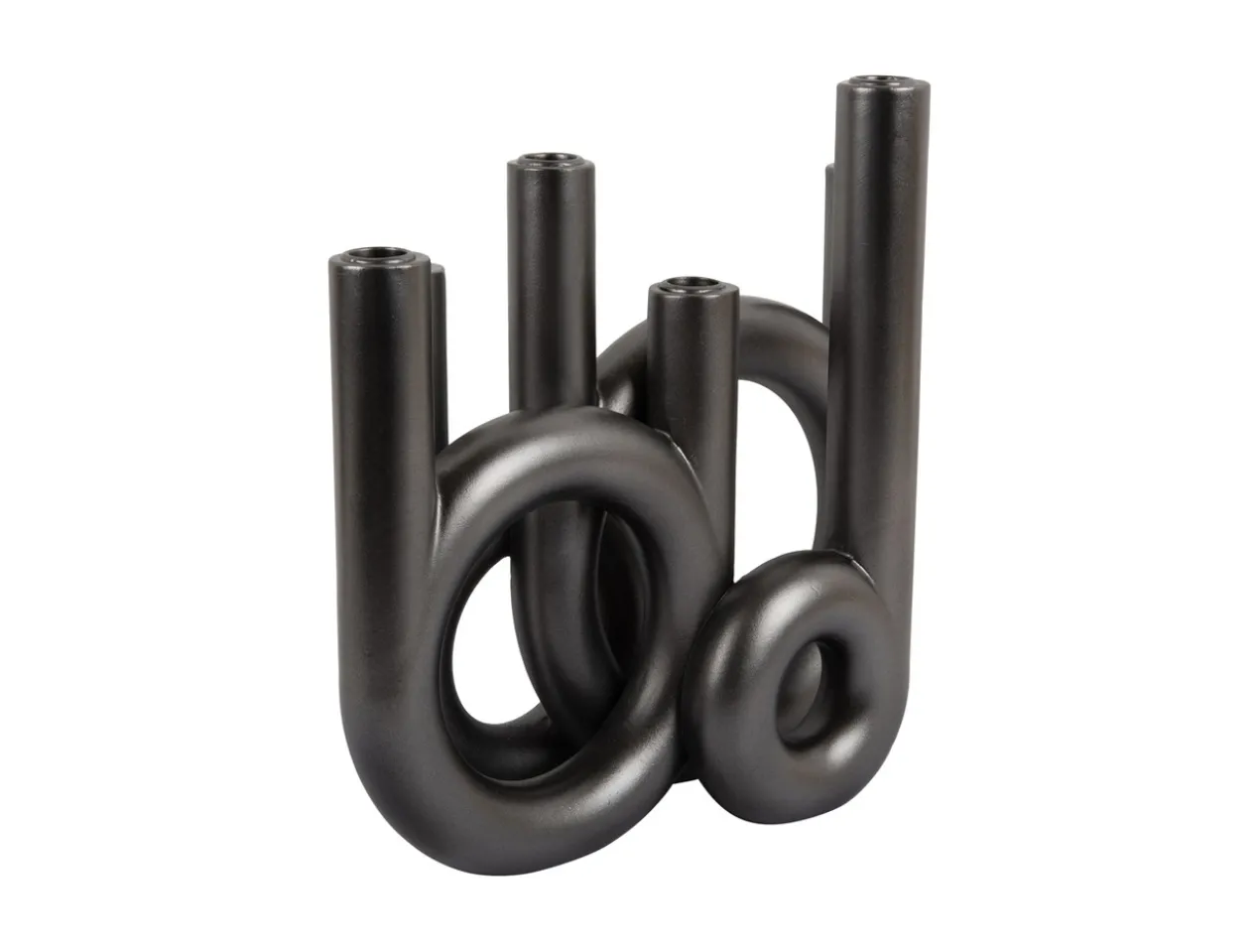 Candle holder Rings large metallic dark grey