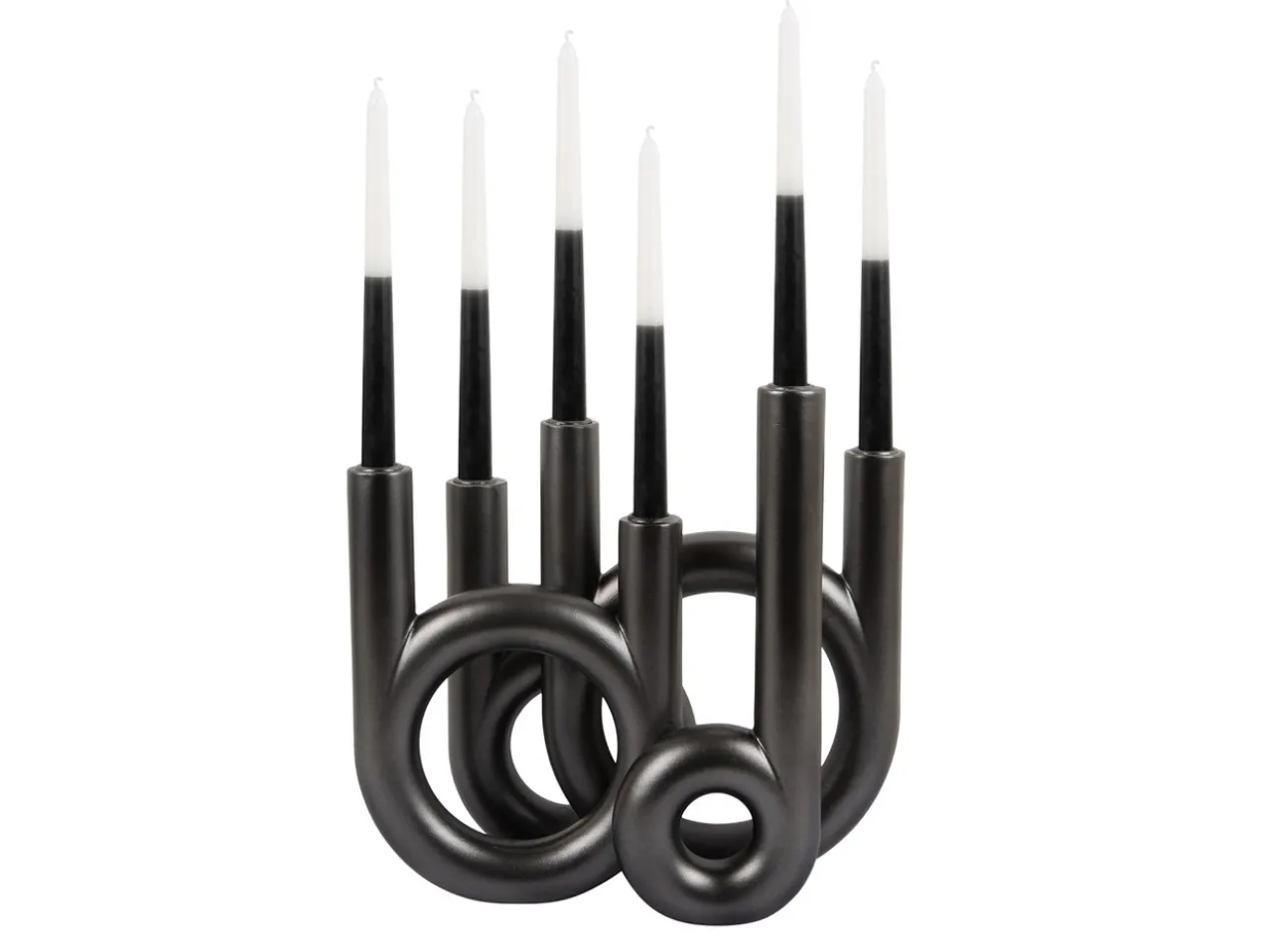 Candle holder Rings large metallic dark grey